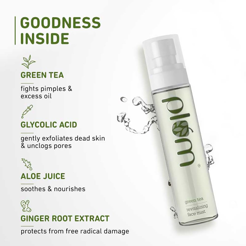 Plum Green Tea Revitalizing Face Mist | For Oily & Acne-Prone Skin | Refreshes & Hydrates | Makeup Setting Spray | 100% Vegan & Cruelty-Free | 100ml