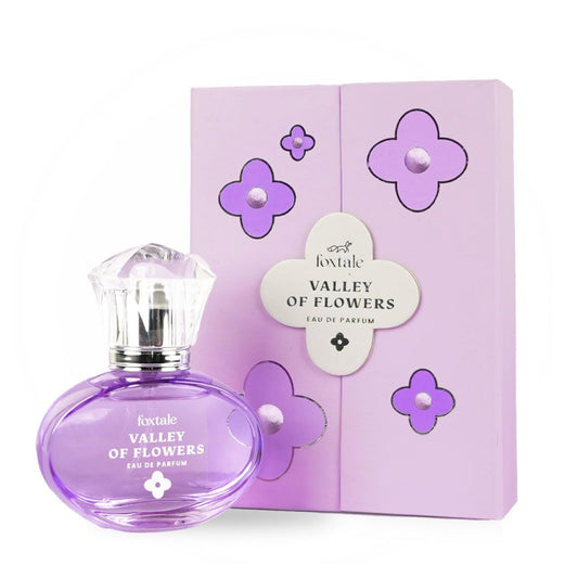 Foxtale Valley of Flowers Eau De Parfum | Long Lasting Floral Perfume | With Notes of Jasmine Sambac, Green Mandarin & Madagascar Vanilla | Luxury Perfume