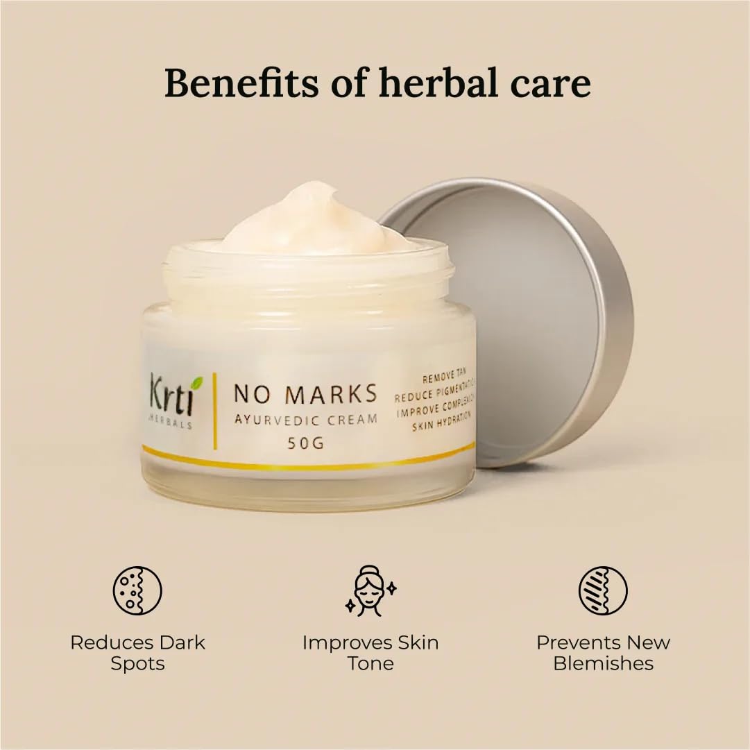 Ayurvedic Pigmentation No Marks Cream for Women – 50 g | Reduces Dark Spots, Blemishes, Removes Tan, Improves Skin Complexion & Hydrates | with Triphala, Turmeric & Manjishta
