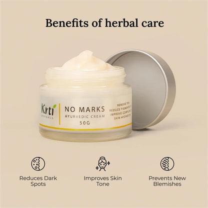 Ayurvedic Pigmentation No Marks Cream for Women – 50 g | Reduces Dark Spots, Blemishes, Removes Tan, Improves Skin Complexion & Hydrates | with Triphala, Turmeric & Manjishta