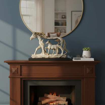 Lamcy Plaza Resin White Running Horse Statue Showpiece - 8.5 Inch | Home Decor Items for Hall Showcase, Living Room & Bedroom | Resin Home Decor Showpiece for Gift Purpose