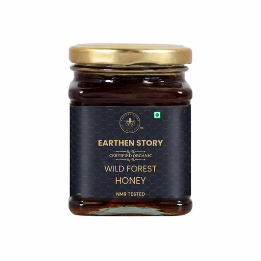 Earthen Story Certified Organic Wild Forest Honey 250 g | NMR & Lab Tested for 290+ Pesticides | NPOP Approved & Traceable with Transaction Certificate | Raw Honey in Glass Jar