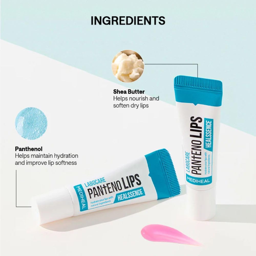 MEDIHEAL Pantenolips Healssence Lip Essence (10 ml) Hydrating Korean Lip Treatment with Panthenol & Shea Butter for Dry Chapped Lips, Moisturizing Nourishing Lip Treatment, Glossy Lip Care
