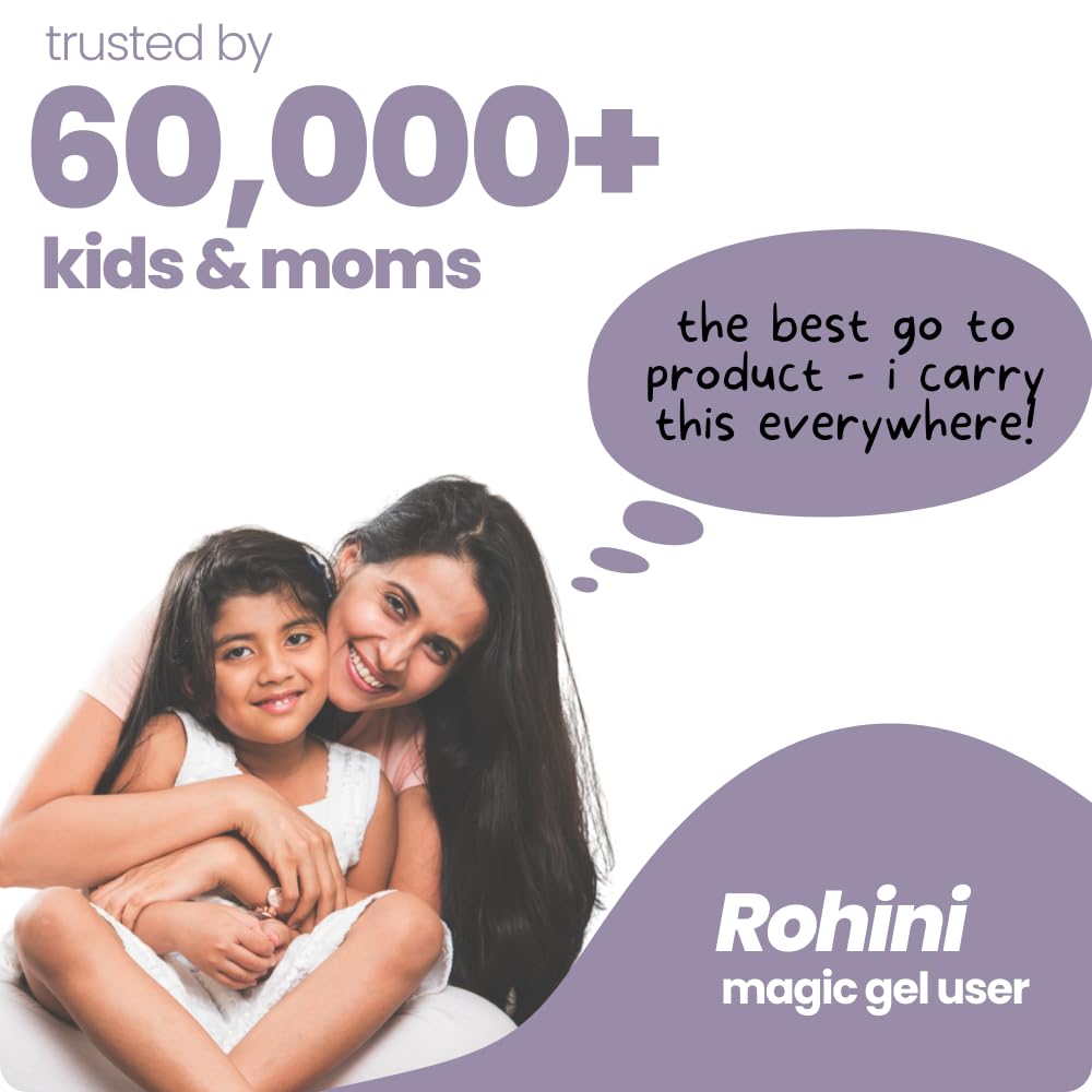 Advertisement featuring a woman and child with text about Rohini magic gel and its popularity.