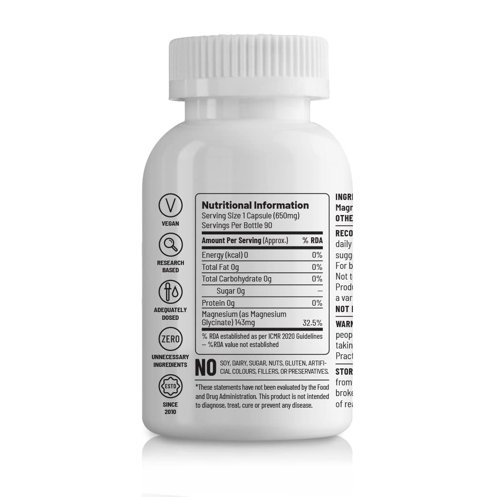 Zepivo Unived High Absorption Magnesium Glycinate - 650mg - 22% Elemental Magnesium - 90 Vegan Capsules
