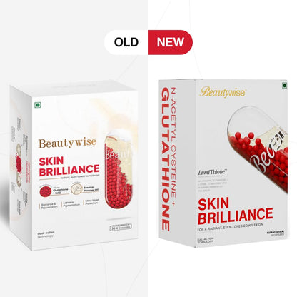 Beautywise Dual Action Skin Brilliance 4X Liposomal Glutathione With Nac|Dual Action 30 Capsules|L-Lysine,Grape Seed & Vitamin C |For Skin Brightening & Glow|(Pack of 1)