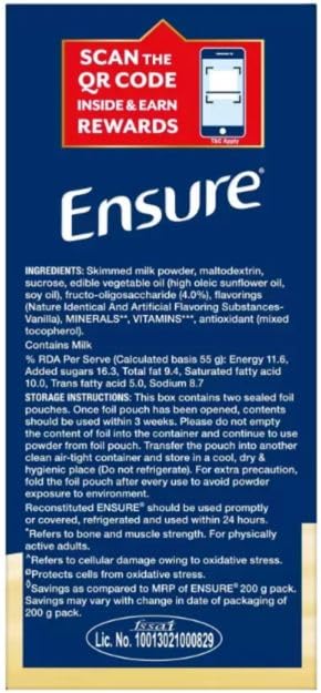 Ensure No 1 Nutritional Supplement Drink in the world, 32 nutrients High Protein,Calcium,Vit D, Vanilla 950g/1kg, Wt may vary, Powder, 1 count, 35 servings