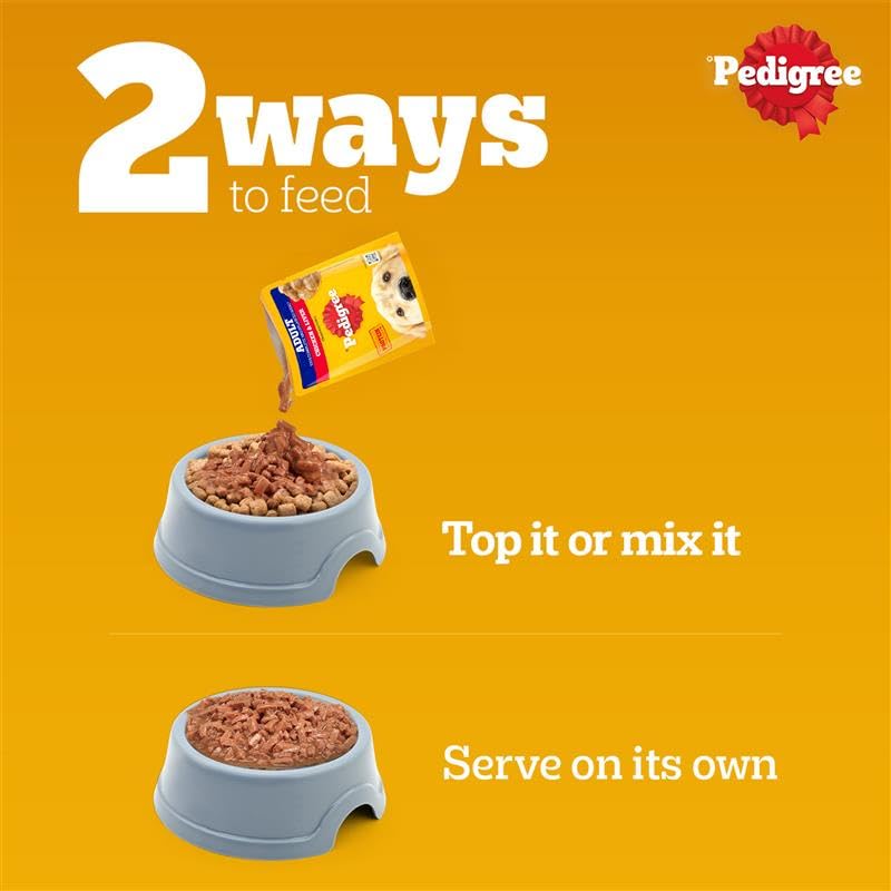 Pedigree Adult Wet Dog Food, Chicken & Liver Chunks in Gravy, 70 g, Complete & Balanced Meal for Adult Dogs