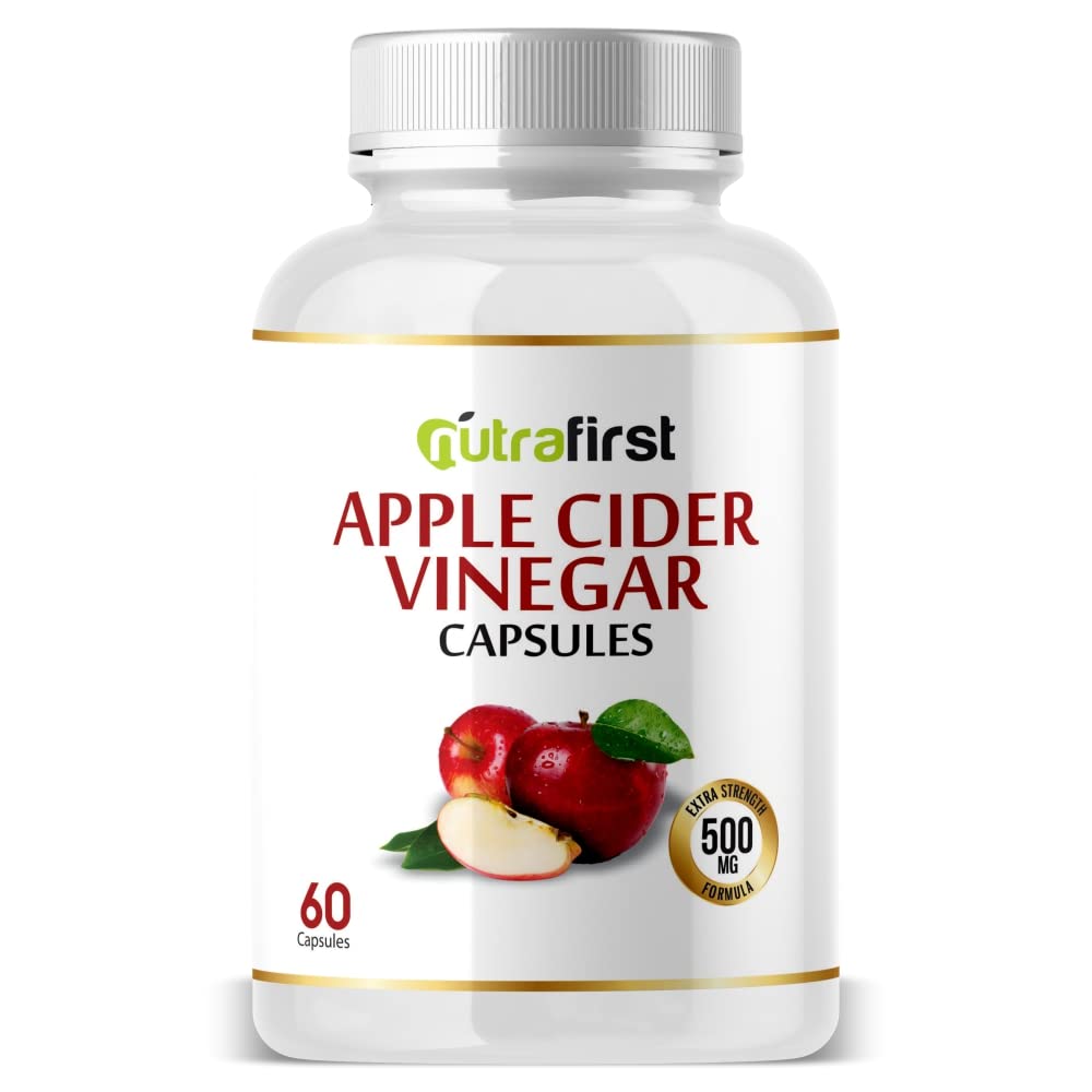 Nutrafirst Apple Cider Vinegar Capsules (500mg) for Weight Management, Skin & Hair Health in Men & Women – 60 Capsules