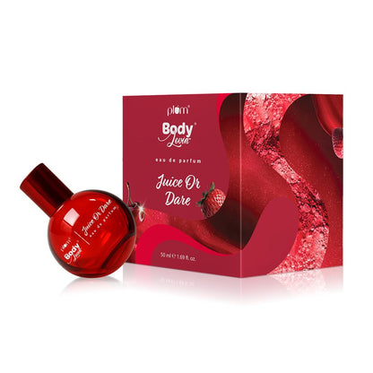 Plum BodyLovin' Juice Or Dare Valentine-Ready Eau De Parfum | Long Lasting Gourmand fragrance with oriental blend of juicy red fruits & fizzy strawberries | Luxurious scent, Purse-Friendly | 50ml