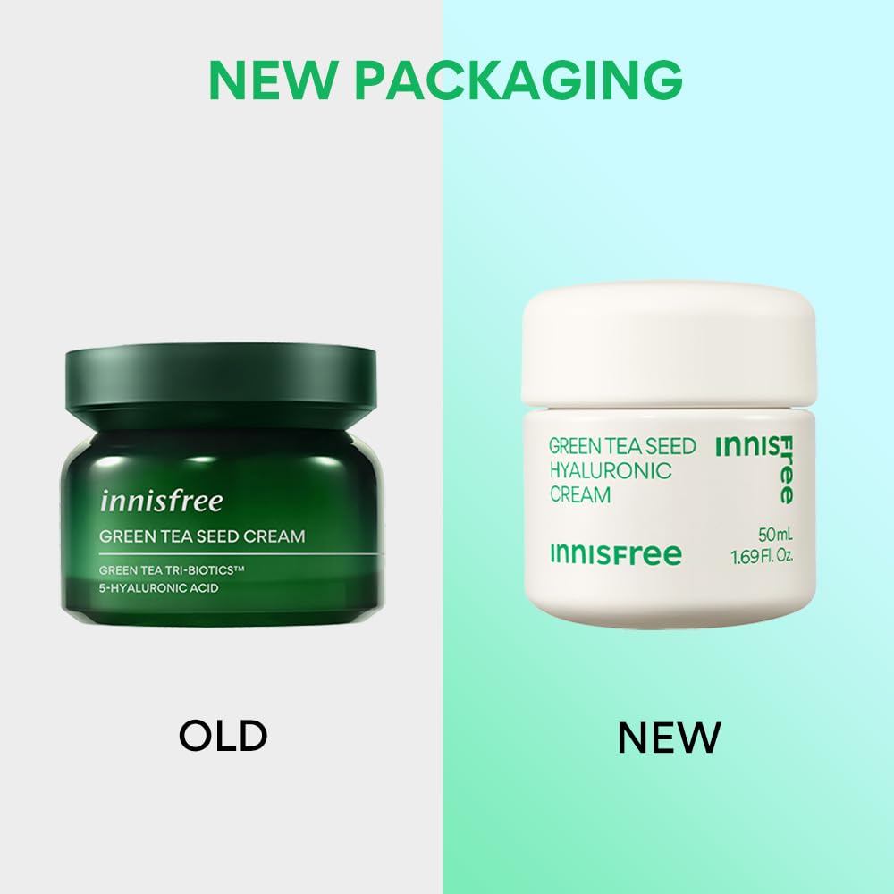 Innisfree Green Tea Seed Moisturiser with Hyaluronic Acid 50Ml| Hydrating & Soothing Face Cream | Non oily & Sticky | Korean Skincare for Dry & Dehydrated Skin For Dry Skin, Normal & Sensitive Skin