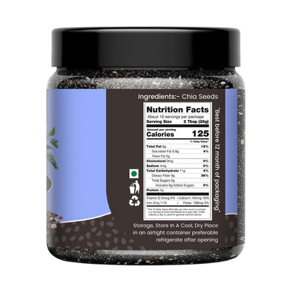 DRY AMRIT Chia Seeds 100g | Seeds for Weight Management | Rich in Calcium, Protein & Fibre | Beat the Heat | 100% Clean Chia Seeds for Eating | Antioxidant Rich Seeds