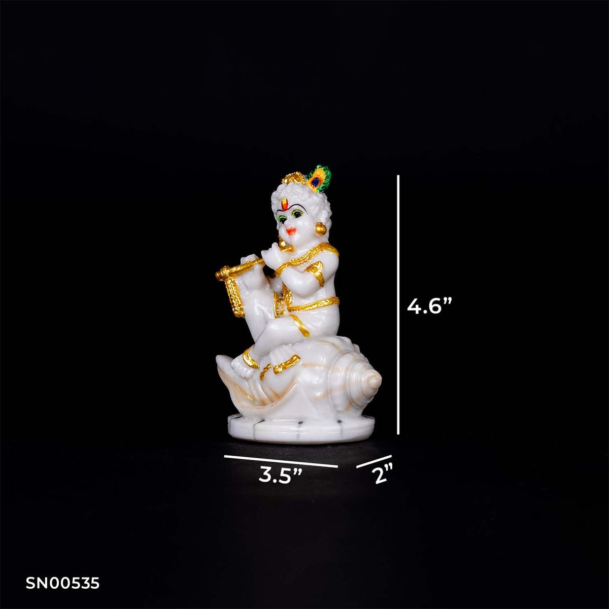 Sacred Needs Marble Dust Shankh Krishna Idol – 11.68 cm – Decorative Murti for Pooja Room, Home Temple & Gift Purpose