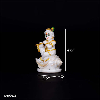 Sacred Needs Marble Dust Shankh Krishna Idol – 11.68 cm – Decorative Murti for Pooja Room, Home Temple & Gift Purpose