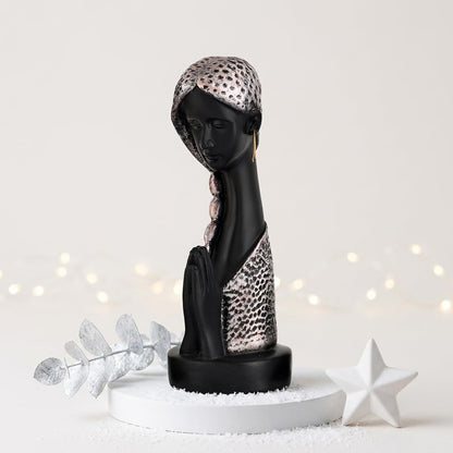 Graceful Resin Namaste Statue of a Girl |Elegant Spiritual Décor (Pack of 1, Black & Silver)