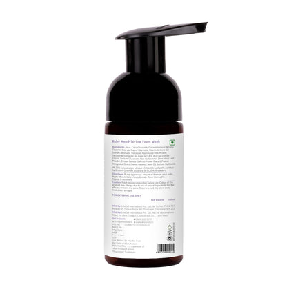 AreoVeda Baby Head-To-Toe Foam Wash With Self-Foaming Pump (100ml) I Tear-Free Baby Wash I 24 Hrs Hydration I pH 5.5 With PENTAVITIN® & Aloe Vera I Safe from Day 1 I Lab Tested, Ecocert Certified, EWG Verified