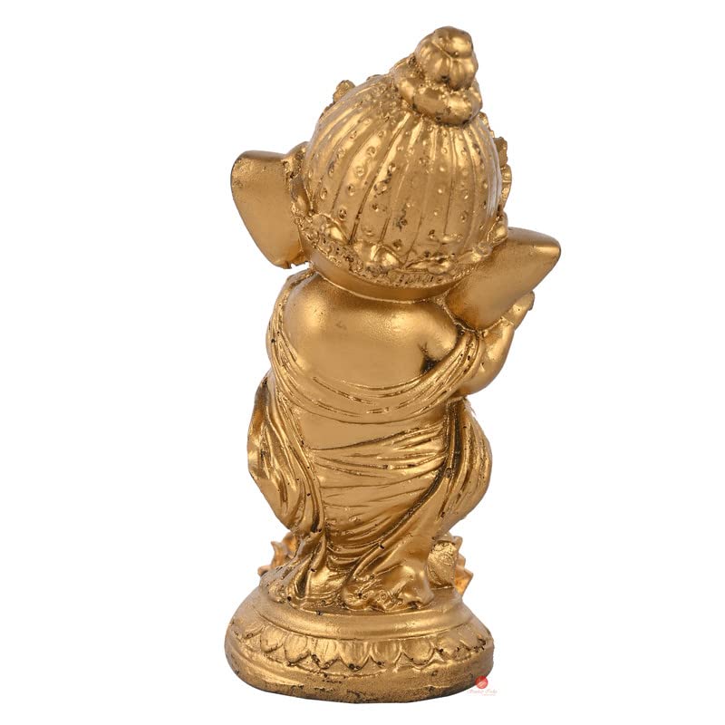Golden Lord Ganesh Idol Figurine/Showpiece/Sculpture For Car Dashboard/Pooja Room/Table Decoration/Office Decors|Vinayaka Little Ganpati Aesthetic Lucky Gift For Diwali Birthday Festival
