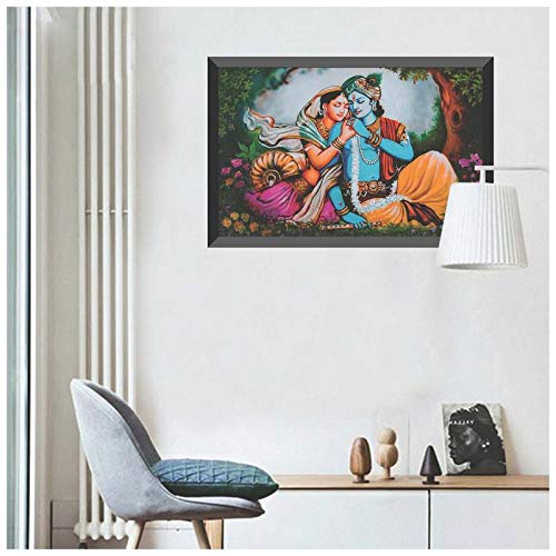 Radha Krishna Design Exclusive Painting with Frame for Home & Office Decoration(35 cm x 50 cm x 3 cm,Religious,Multicolour) SANFM25