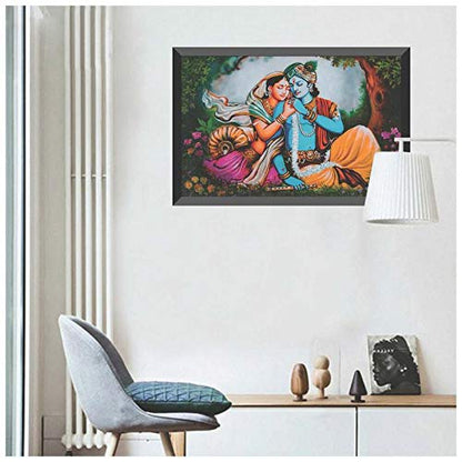 Radha Krishna Design Exclusive Painting with Frame for Home & Office Decoration(35 cm x 50 cm x 3 cm,Religious,Multicolour) SANFM25