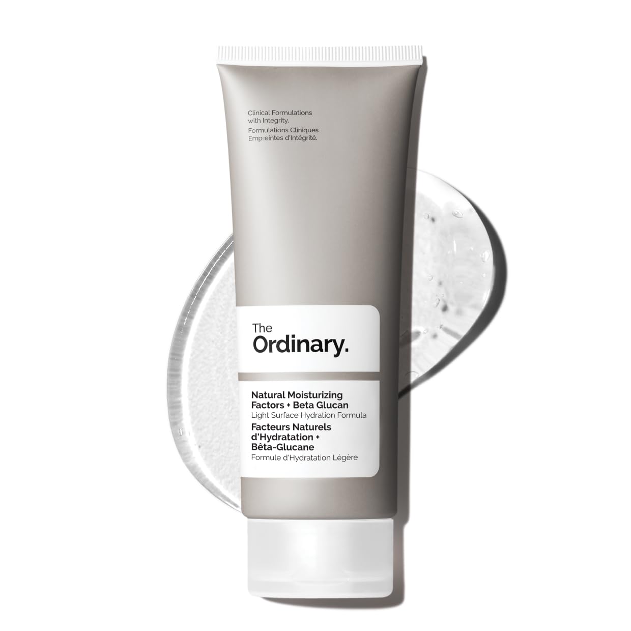 Tube of 'The Ordinary' Natural Moisturizing Factors + Beta Glucan on a white background