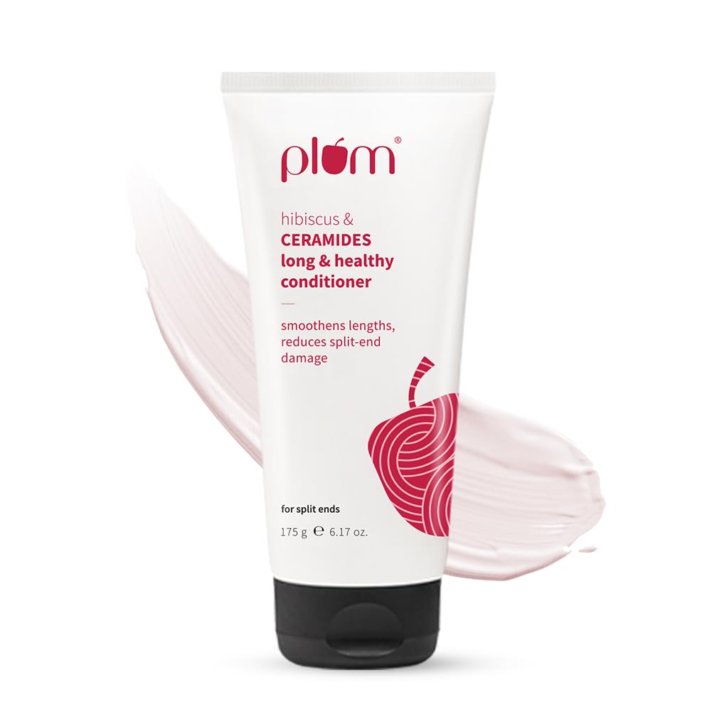 Plum Hibiscus & Ceramides Conditioner | Nourishing Formula with Shea Butter | Smoothens & Strengthens Dry and Damaged Hair | Repairs damage, Prevents Split Ends | 100% Vegan & Cruelty-Free | 175gram