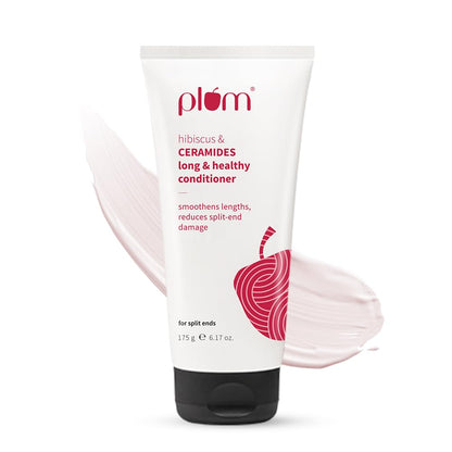 Plum Hibiscus & Ceramides Conditioner | Nourishing Formula with Shea Butter | Smoothens & Strengthens Dry and Damaged Hair | Repairs damage, Prevents Split Ends | 100% Vegan & Cruelty-Free | 175gram