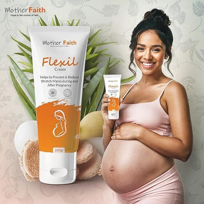 Mother Faith Flexil Cream for Stretch Mark Prevention and Reduction, with Aloe Vera, Vitamin B3, 100g