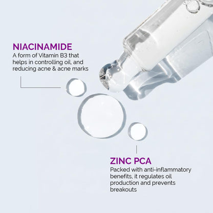 The Derma Co 10% Niacinamide Serum with 2% Zinc, Powered by Deep Penetration Formula™ | Fades Acne Marks, Controls Oil & Reduces Dark Spots | 10 ml