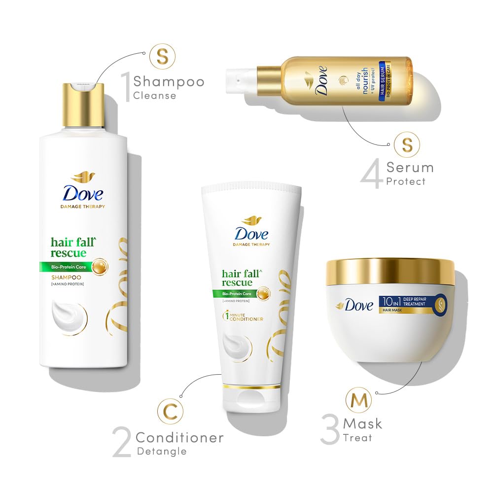 Dove Hair Fall Rescue Shampoo || For Damaged Hair|| Hair Fall Control for Thicker Hair - Mild Daily Anti Hair Fall Shampoo for Men & Women