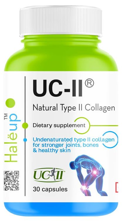 Haleup UC-II® Inc USA, Undenatured Natural Type II Collagen, 40mg, Clinically Researched for Joint Health || Strength || Flexibility || Mobility, 30 Capsules