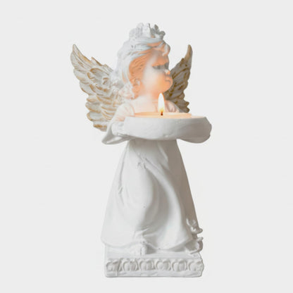 HOMEARTE INDIA Decorative Angel Figurine with Candle Holder | Elegant Tealight Candle for Home Décor, Living Room & Bedroom | Spiritual Showpiece for Gifting (Golden Wings)