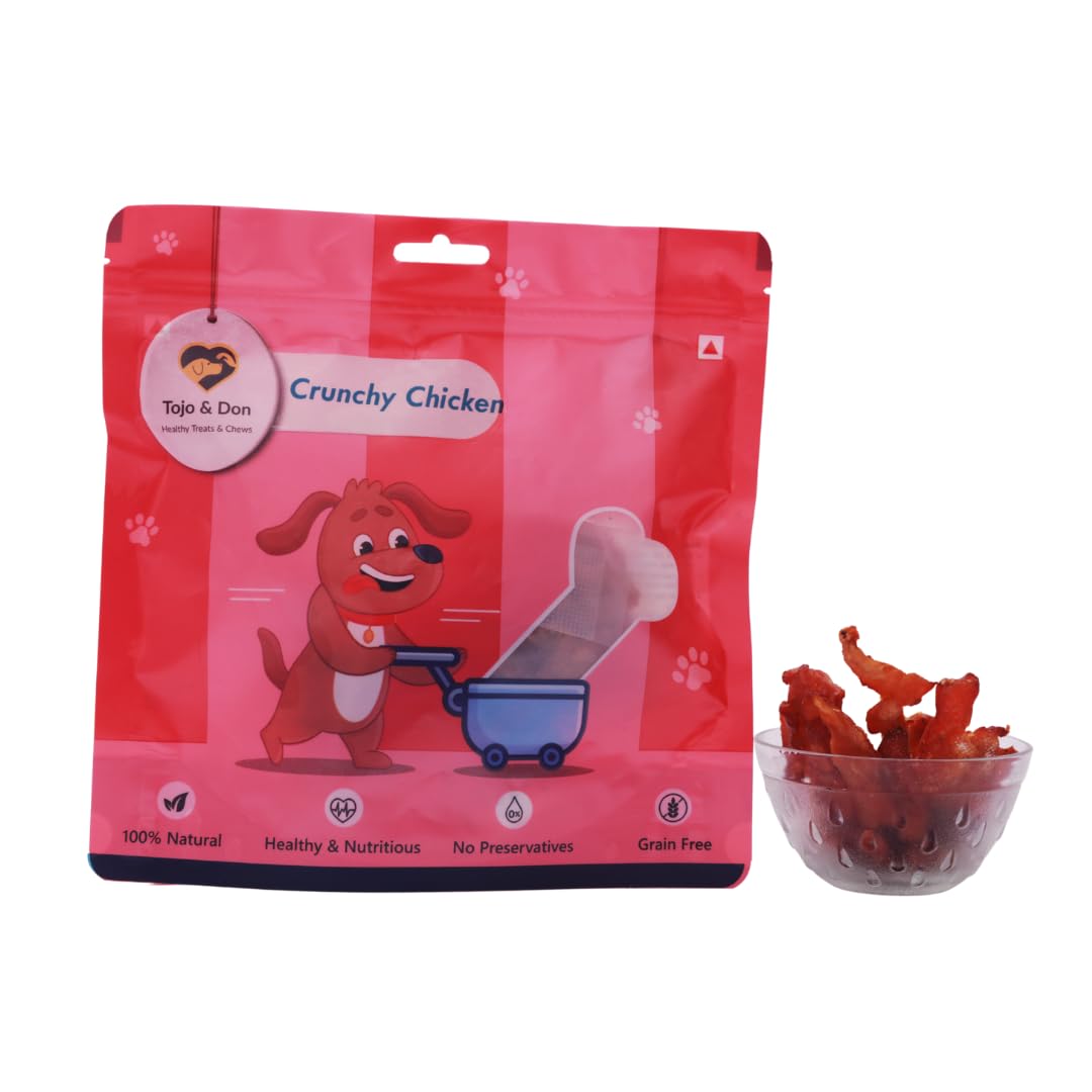Tojo & Don Premium Crunchy Chicken Dog Treats, 100 g | 100% Natural Single-Ingredient Chicken | High-Protein Healthy Treats | No Preservatives | Vacuum Packed for Freshness | Dog Treats