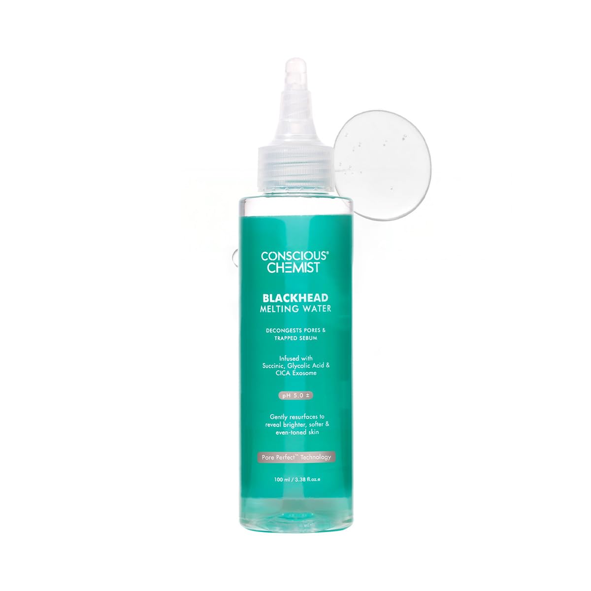 Bottle of Conscious Chemist Blackhead Melting Water on a white background