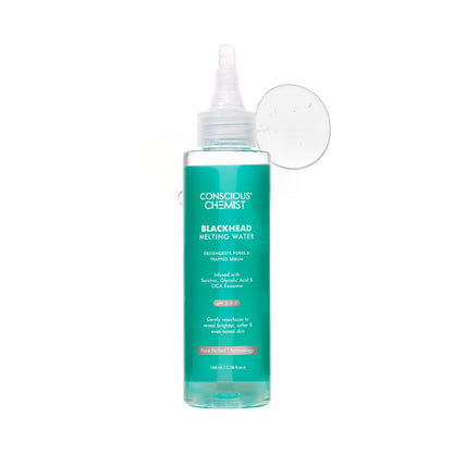 Bottle of Conscious Chemist Blackhead Melting Water on a white background