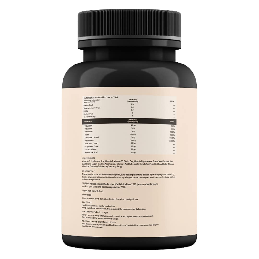 Mars by GHC Vitamin C Skin Gummies - 30 Gummies | for Glowing Skin | 30 Days Pack l With Hyaluronic Acid, Vitamin E & Biotin…