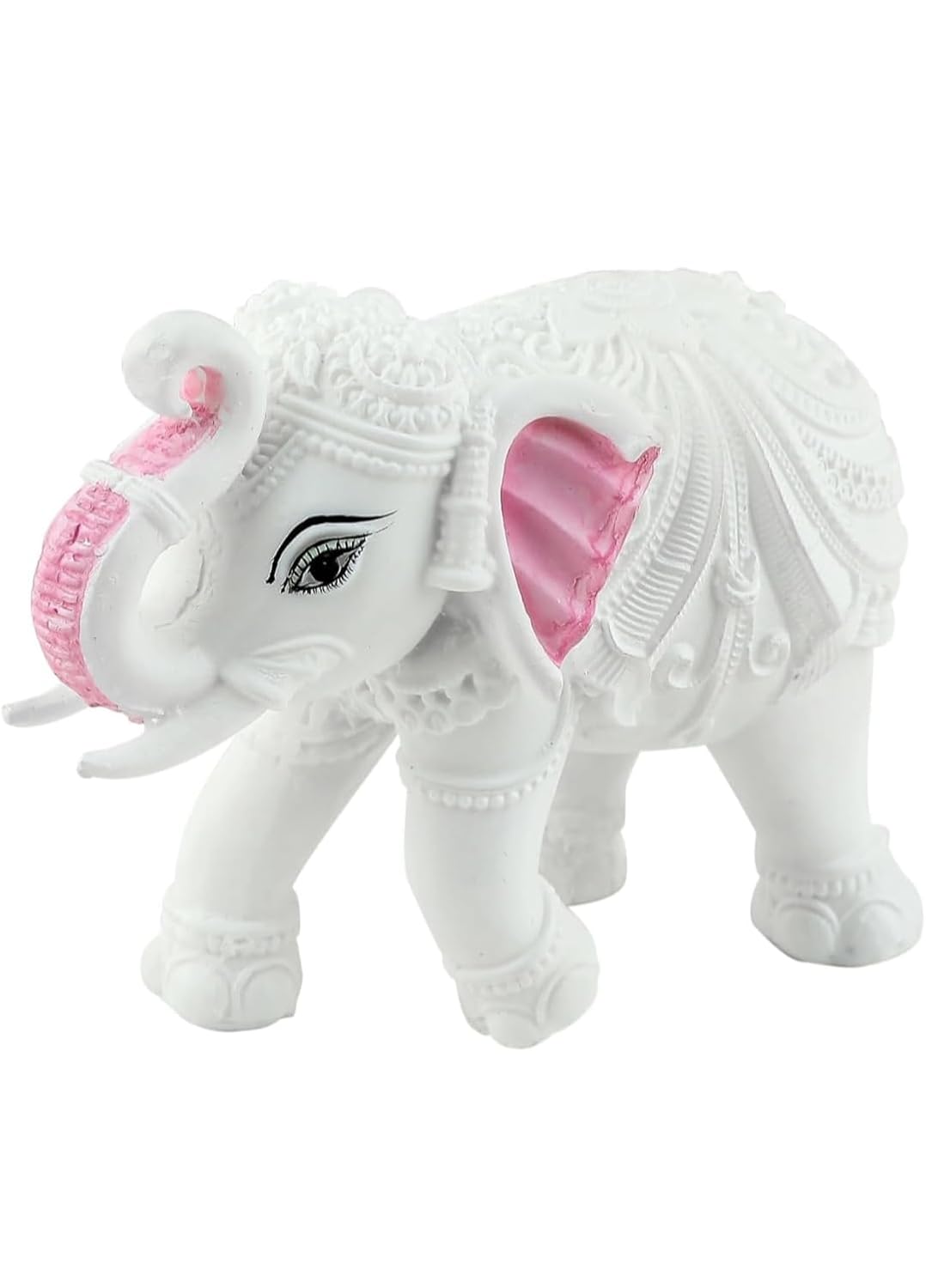 White Elephant Showpiece Resin Aesthetic Statue Decorative Item for Home, Elephant Decor for Home Vastu, Shelf, Study Room, Work Table (3inch)