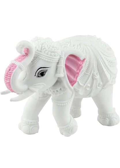 White Elephant Showpiece Resin Aesthetic Statue Decorative Item for Home, Elephant Decor for Home Vastu, Shelf, Study Room, Work Table (3inch)