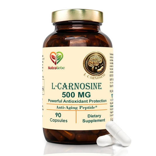 Nutraliebe L-Carnosine 500mg - Premium Antioxidant and Anti-Aging Support, 90 Capsules