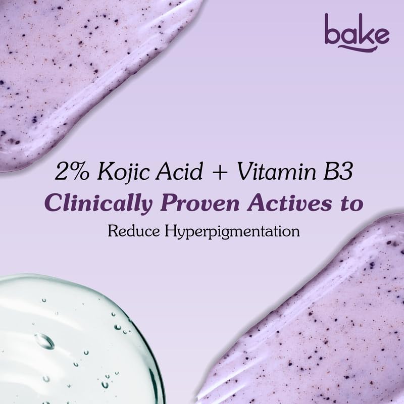 BAKE 2% Kojic Acid Lavender Body Scrub (200g) For Brightening, Tan Removal, Dark Spots & Pigmentation | Niacinamide & Ceramide Complex | Exfoliates & Brightens Underarms | Face Scrub with Walnut Granules | For Women & Men
