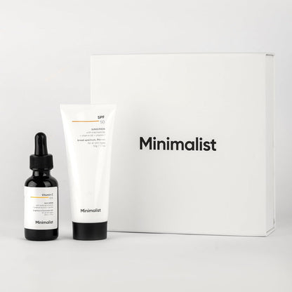 Minimalist Brightening & SPF Skincare Gift Set | Premium Gift Kit for Women & Men | Serum & Sunscreen Combo
