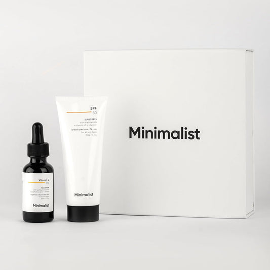 Minimalist Brightening & SPF Skincare Gift Set | Premium Gift Kit for Women & Men | Serum & Sunscreen Combo