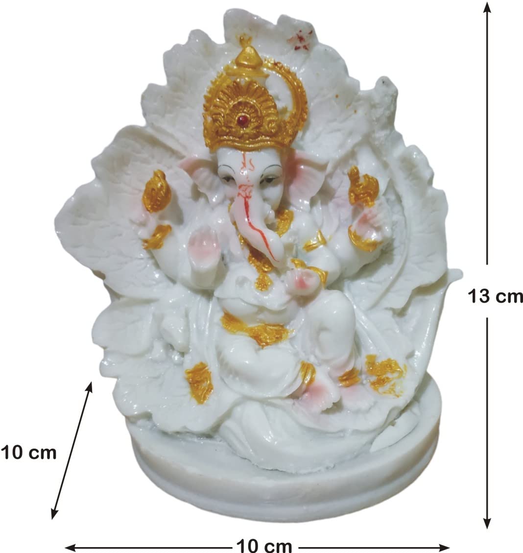 Ganesha Ganesh Ganpati Gajanan Statue Idol Murti Gift Item Decorative Showpiece Multicolor Polyresin Pack of 1 (B004)