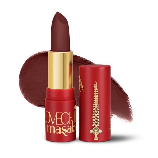 LoveChild Masaba 90s Drip Pantastic (Wine Red) Luxe-Matte Lipstick with Intense One-Swipe Color Payoff in High-Pigment HD Crème Matte Formula, 4gm