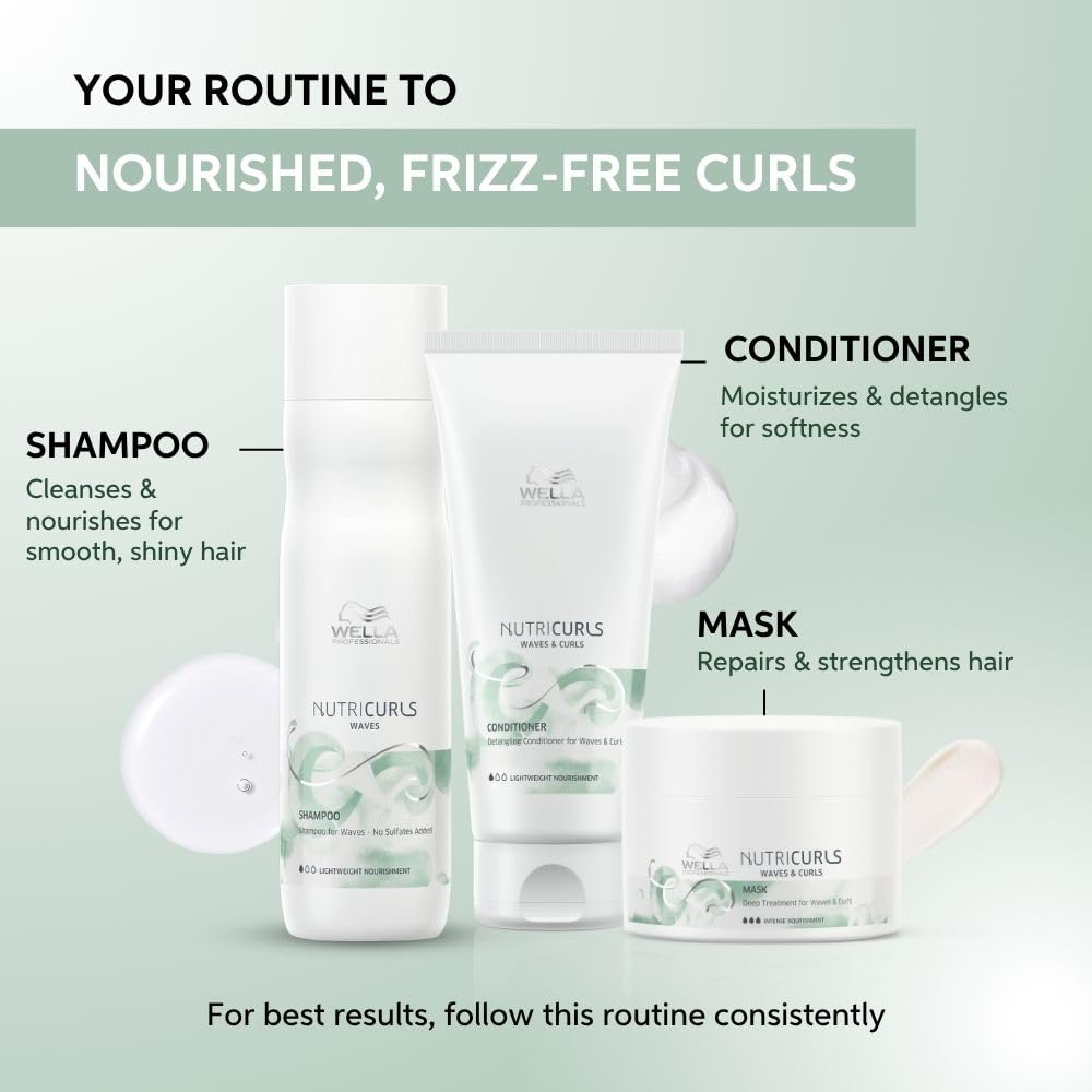 Hair care product set with shampoo, conditioner, and mask on a light green background