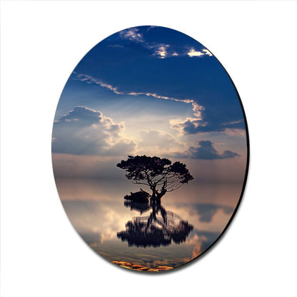 Printed MDF Wall Painting|Home Decor for Living Room, Bedroom, Office, Study (12x12inch Round) - Single Tree