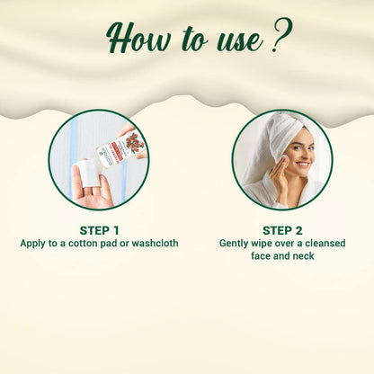 Instructions on how to use a skincare product with two steps shown.