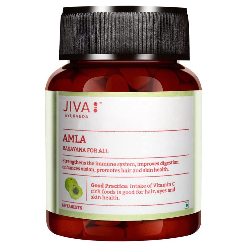 Jiva Amla Tablets 500mg | 100% Ayurvedic Tablets, Rich In Vitamin C - 60 Tablets (Pack Of 1)