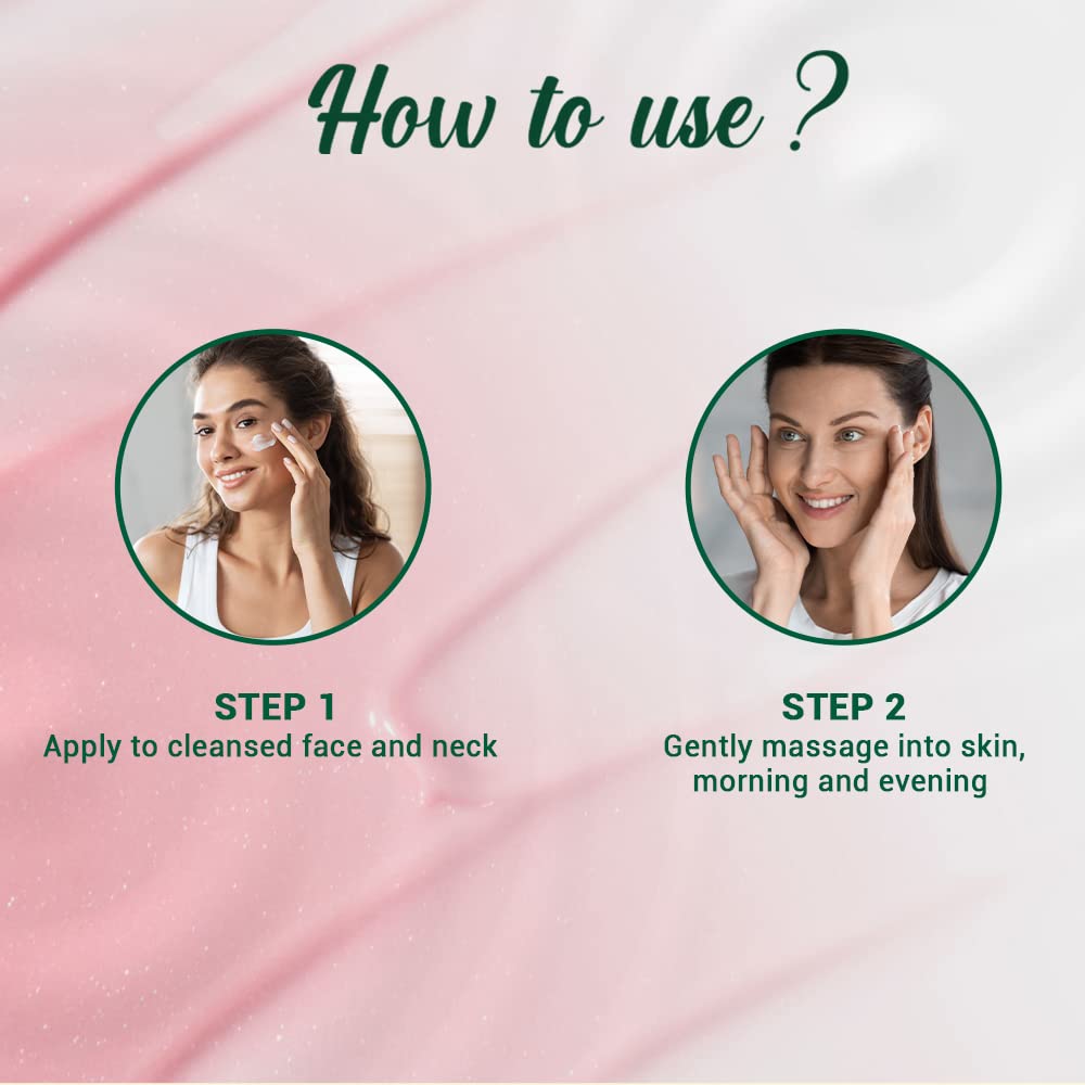 Instructions on how to use a skincare product with two steps shown.