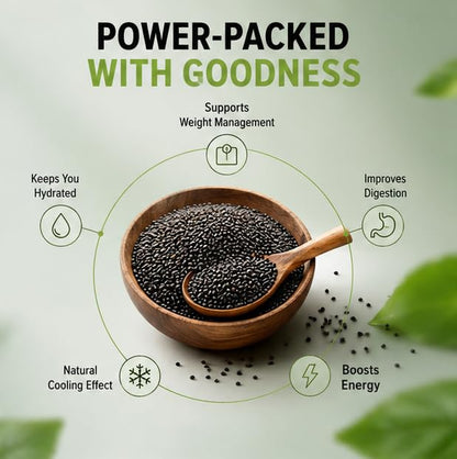 WELLAYA Basil Seeds - 350gm | High Fibre Tukmaria Seeds for Eating | Sabja Seed | Weight Management