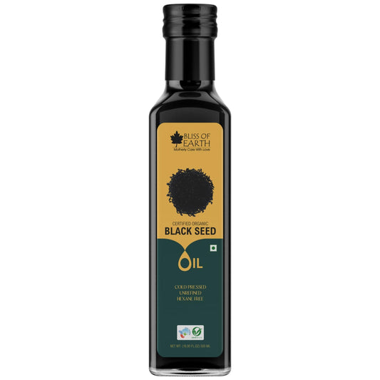 Bliss of Earth Kalonji Oil 500ml Organic For Eating, Black Seed Oil For Hair, Cold pressed & Hexane Free (Pet bottle)